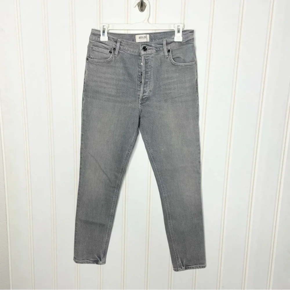 Agolde Nico High Rise Slim Jeans Grey Wash Denim Organic Cotton Ankle Women’s 28 - Picture 3 of 9